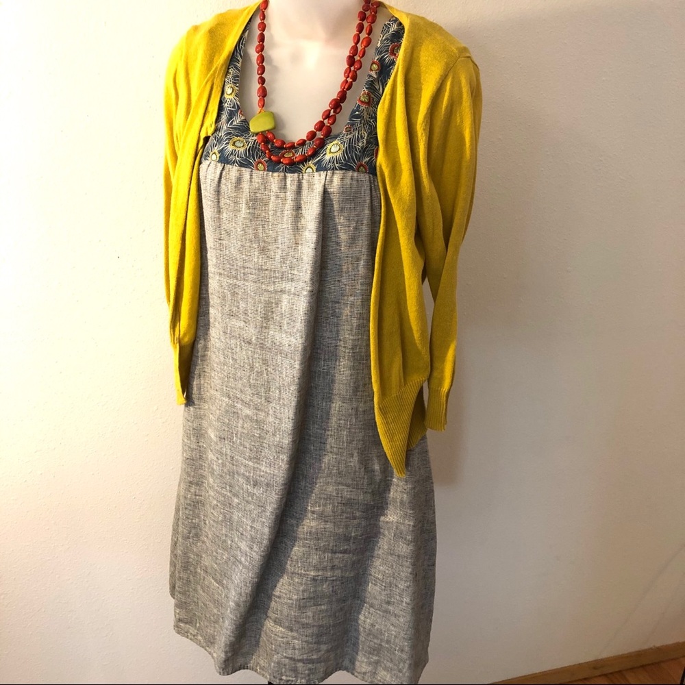 Gaelle Barre dress with cap sleeves and silver thread - Size Small